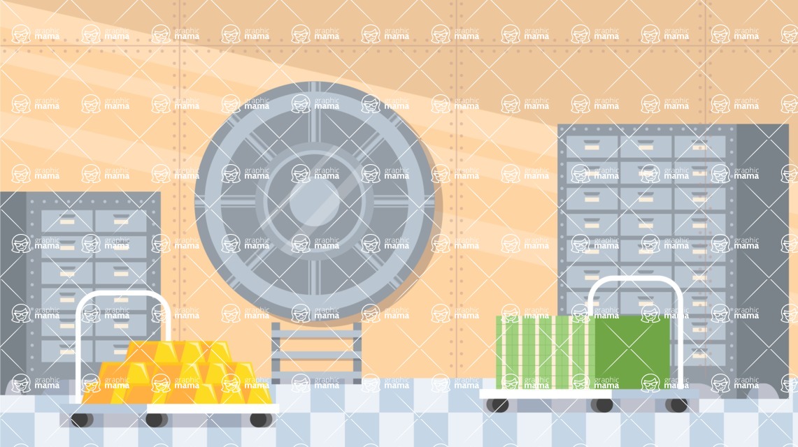 Vector Landscape Mega Bundle - Colorful Bank Vault Vector Background Illustration